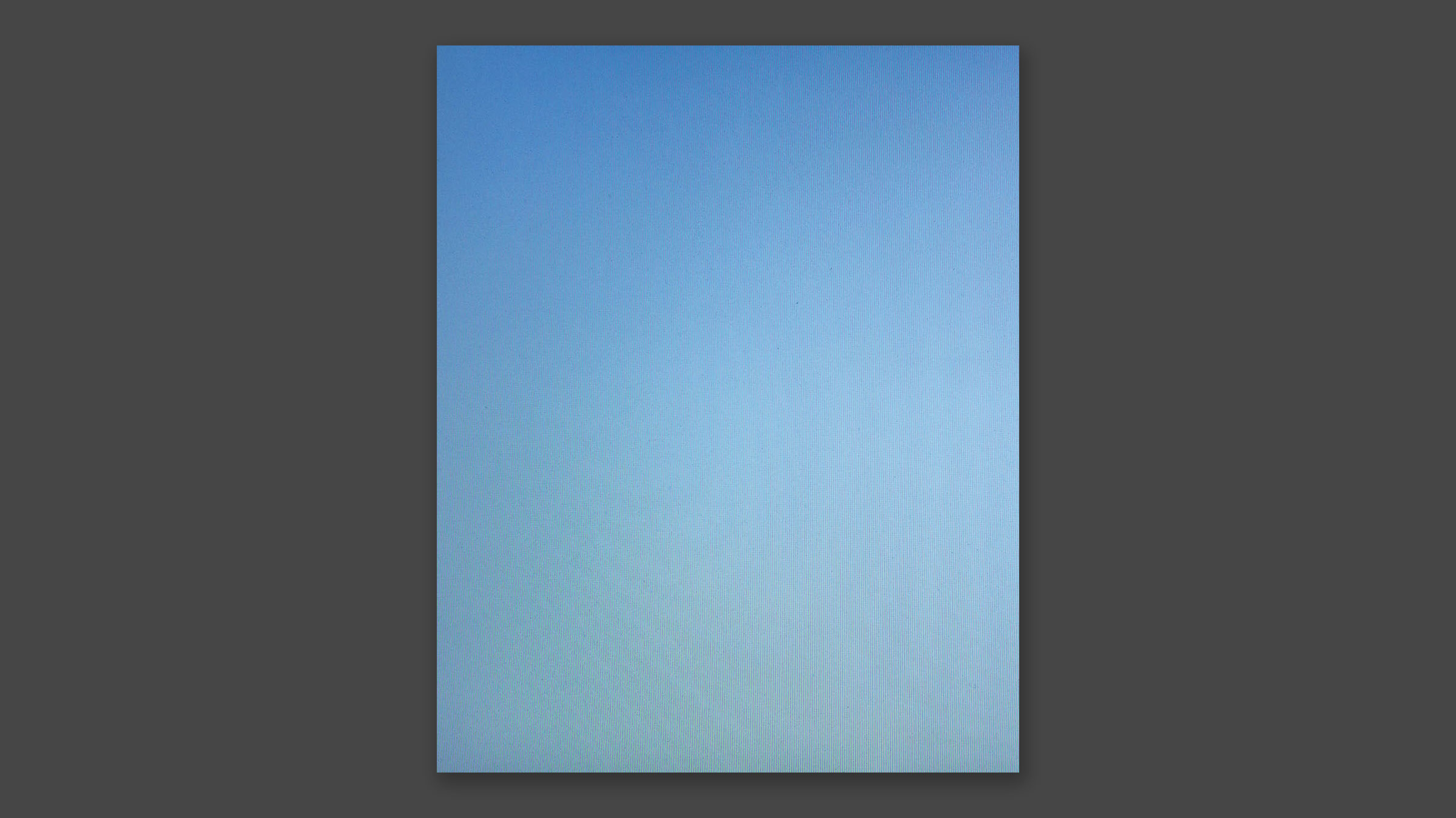 Back cover of the book showing a blank blue screen.